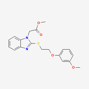 molecular formula C19H20N2O4S B2927439 methyl 2-(2-{[2-(3-methoxyphenoxy)ethyl]sulfanyl}-1H-1,3-benzodiazol-1-yl)acetate CAS No. 920115-93-1
