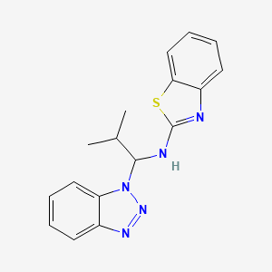 molecular formula C17H17N5S B2927476 N-[1-(1H-1,2,3-Benzotriazol-1-yl)-2-methylpropyl]-1,3-benzothiazol-2-amine CAS No. 303756-66-3