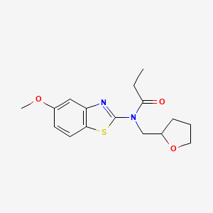 molecular formula C16H20N2O3S B2927537 N-(5-methoxy-1,3-benzothiazol-2-yl)-N-[(oxolan-2-yl)methyl]propanamide CAS No. 920366-28-5