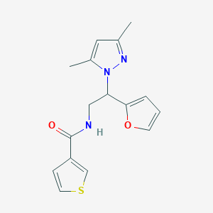 molecular formula C16H17N3O2S B2927570 N-(2-(3,5-dimethyl-1H-pyrazol-1-yl)-2-(furan-2-yl)ethyl)thiophene-3-carboxamide CAS No. 2034345-56-5