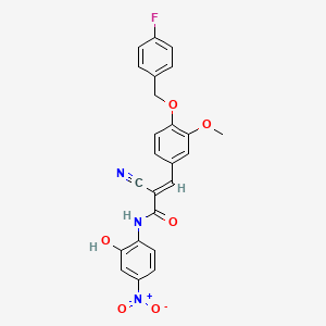 B2927577 (E)-2-cyano-3-[4-[(4-fluorophenyl)methoxy]-3-methoxyphenyl]-N-(2-hydroxy-4-nitrophenyl)prop-2-enamide CAS No. 380478-50-2