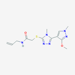 molecular formula C13H18N6O2S B2927589 N-allyl-2-((5-(3-methoxy-1-methyl-1H-pyrazol-4-yl)-4-methyl-4H-1,2,4-triazol-3-yl)thio)acetamide CAS No. 1014075-18-3