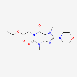 molecular formula C15H21N5O5 B2927616 ethyl 2-[3,7-dimethyl-8-(morpholin-4-yl)-2,6-dioxo-2,3,6,7-tetrahydro-1H-purin-1-yl]acetate CAS No. 329700-38-1