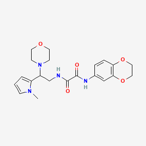molecular formula C21H26N4O5 B2927642 N'-(2,3-dihydro-1,4-benzodioxin-6-yl)-N-[2-(1-methyl-1H-pyrrol-2-yl)-2-(morpholin-4-yl)ethyl]ethanediamide CAS No. 1049477-57-7