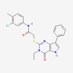 molecular formula C23H21ClN4O2S B2927712 N-(3-chloro-4-methylphenyl)-2-((3-ethyl-4-oxo-7-phenyl-4,5-dihydro-3H-pyrrolo[3,2-d]pyrimidin-2-yl)thio)acetamide CAS No. 1794887-50-5