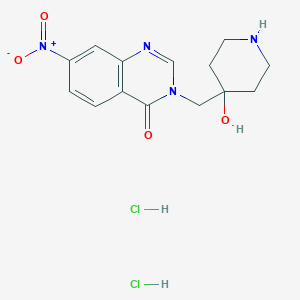 3-[(4-Hydroxypiperidin-4-yl)methyl]-7-nitroquinazolin-4-one;dihydrochloride