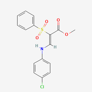molecular formula C16H14ClNO4S B2927760 methyl (2Z)-3-[(4-chlorophenyl)amino]-2-(phenylsulfonyl)acrylate CAS No. 1327173-69-2