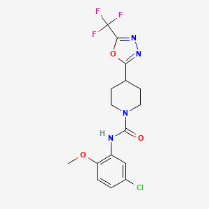 molecular formula C16H16ClF3N4O3 B2927762 N-(5-chloro-2-methoxyphenyl)-4-[5-(trifluoromethyl)-1,3,4-oxadiazol-2-yl]piperidine-1-carboxamide CAS No. 1396760-20-5