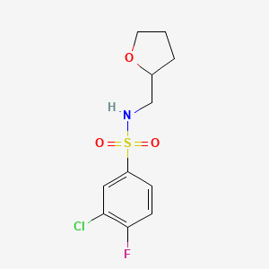 3-chloro-4-fluoro-N-(oxolan-2-ylmethyl)benzenesulfonamide