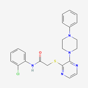 molecular formula C22H22ClN5OS B2927795 N-(2-chlorophenyl)-2-{[3-(4-phenylpiperazin-1-yl)pyrazin-2-yl]sulfanyl}acetamide CAS No. 1116007-22-7
