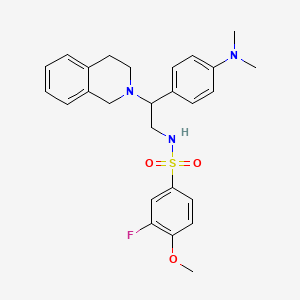 molecular formula C26H30FN3O3S B2927800 N-{2-[4-(dimethylamino)phenyl]-2-(1,2,3,4-tetrahydroisoquinolin-2-yl)ethyl}-3-fluoro-4-methoxybenzene-1-sulfonamide CAS No. 946366-91-2
