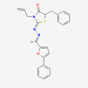 molecular formula C24H21N3O2S B2927838 (Z)-3-allyl-5-benzyl-2-((E)-((5-phenylfuran-2-yl)methylene)hydrazono)thiazolidin-4-one CAS No. 301227-88-3