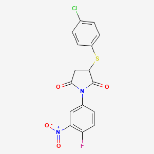 molecular formula C16H10ClFN2O4S B2927841 3-[(4-chlorophenyl)sulfanyl]-1-(4-fluoro-3-nitrophenyl)dihydro-1H-pyrrole-2,5-dione CAS No. 882749-44-2
