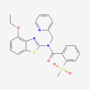 molecular formula C23H21N3O4S2 B2927849 N-(4-ethoxy-1,3-benzothiazol-2-yl)-2-methanesulfonyl-N-[(pyridin-2-yl)methyl]benzamide CAS No. 886941-81-7