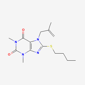molecular formula C15H22N4O2S B2927860 8-(butylsulfanyl)-1,3-dimethyl-7-(2-methylprop-2-en-1-yl)-2,3,6,7-tetrahydro-1H-purine-2,6-dione CAS No. 372500-31-7