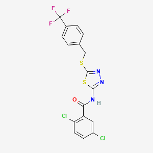 molecular formula C17H10Cl2F3N3OS2 B2927872 2,5-dichloro-N-(5-((4-(trifluoromethyl)benzyl)thio)-1,3,4-thiadiazol-2-yl)benzamide CAS No. 392301-54-1
