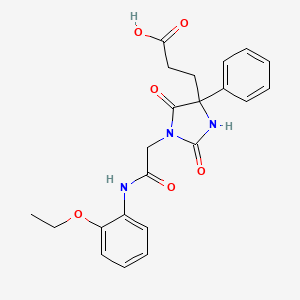 molecular formula C22H23N3O6 B2927874 3-(1-(2-((2-Ethoxyphenyl)amino)-2-oxoethyl)-2,5-dioxo-4-phenylimidazolidin-4-yl)propanoic acid CAS No. 941913-08-2