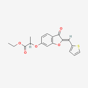 B2927909 (Z)-ethyl 2-((3-oxo-2-(thiophen-2-ylmethylene)-2,3-dihydrobenzofuran-6-yl)oxy)propanoate CAS No. 623122-95-2