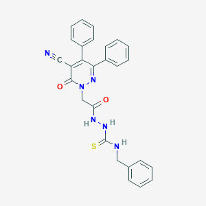 molecular formula C27H22N6O2S B292794 N-benzyl-2-[(5-cyano-6-oxo-3,4-diphenyl-1(6H)-pyridazinyl)acetyl]hydrazinecarbothioamide 