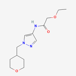 molecular formula C13H21N3O3 B2927944 2-ethoxy-N-{1-[(oxan-4-yl)methyl]-1H-pyrazol-4-yl}acetamide CAS No. 1705712-02-2
