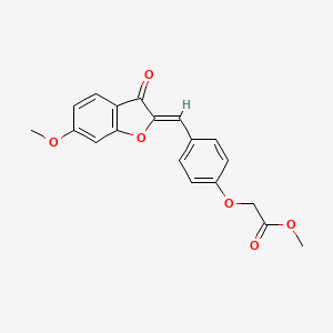 molecular formula C19H16O6 B2927957 methyl 2-(4-{[(2Z)-6-methoxy-3-oxo-2,3-dihydro-1-benzofuran-2-ylidene]methyl}phenoxy)acetate CAS No. 893350-73-7