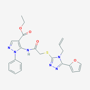 molecular formula C23H22N6O4S B292799 ethyl 5-[({[4-allyl-5-(2-furyl)-4H-1,2,4-triazol-3-yl]sulfanyl}acetyl)amino]-1-phenyl-1H-pyrazole-4-carboxylate 