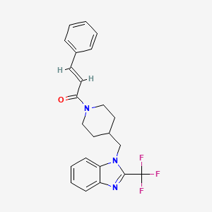 molecular formula C23H22F3N3O B2928003 (E)-3-phenyl-1-(4-((2-(trifluoromethyl)-1H-benzo[d]imidazol-1-yl)methyl)piperidin-1-yl)prop-2-en-1-one CAS No. 1212786-67-8