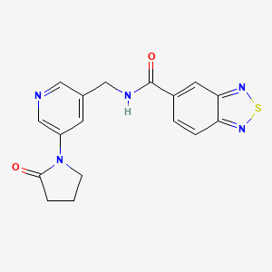 molecular formula C17H15N5O2S B2928004 N-((5-(2-oxopyrrolidin-1-yl)pyridin-3-yl)methyl)benzo[c][1,2,5]thiadiazole-5-carboxamide CAS No. 2034387-77-2