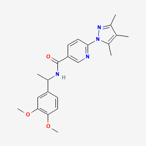 N-(1-(3,4-dimethoxyphenyl)ethyl)-6-(3,4,5-trimethyl-1H-pyrazol-1-yl)nicotinamide