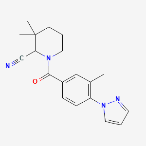 3,3-Dimethyl-1-(3-methyl-4-pyrazol-1-ylbenzoyl)piperidine-2-carbonitrile