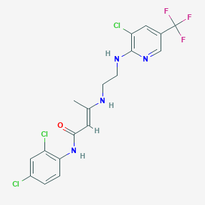 (E)-3-[2-[[3-chloro-5-(trifluoromethyl)pyridin-2-yl]amino]ethylamino]-N-(2,4-dichlorophenyl)but-2-enamide