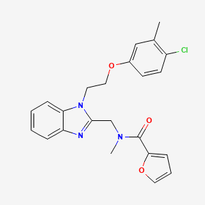 molecular formula C23H22ClN3O3 B2928039 N-({1-[2-(4-chloro-3-methylphenoxy)ethyl]-1H-1,3-benzodiazol-2-yl}methyl)-N-methylfuran-2-carboxamide CAS No. 943104-40-3