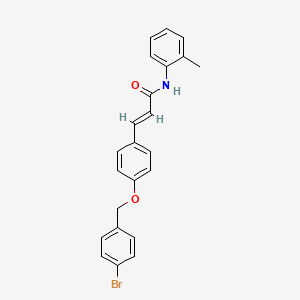 molecular formula C23H20BrNO2 B2928055 (E)-3-[4-[(4-bromophenyl)methoxy]phenyl]-N-(2-methylphenyl)prop-2-enamide CAS No. 477889-51-3