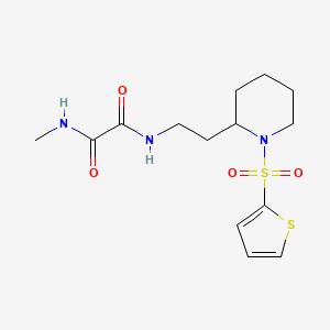 molecular formula C14H21N3O4S2 B2928059 N1-methyl-N2-(2-(1-(thiophen-2-ylsulfonyl)piperidin-2-yl)ethyl)oxalamide CAS No. 898425-78-0