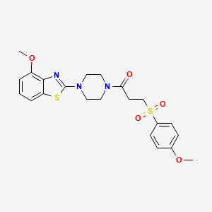 molecular formula C22H25N3O5S2 B2928060 1-(4-(4-Methoxybenzo[d]thiazol-2-yl)piperazin-1-yl)-3-((4-methoxyphenyl)sulfonyl)propan-1-one CAS No. 941952-42-7