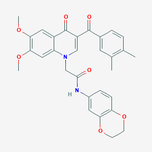 molecular formula C30H28N2O7 B2928061 N-(2,3-dihydro-1,4-benzodioxin-6-yl)-2-[3-(3,4-dimethylbenzoyl)-6,7-dimethoxy-4-oxo-1,4-dihydroquinolin-1-yl]acetamide CAS No. 866589-94-8