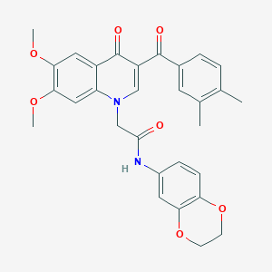 N-(2,3-dihydro-1,4-benzodioxin-6-yl)-2-[3-(3,4-dimethylbenzoyl)-6,7-dimethoxy-4-oxoquinolin-1-yl]acetamide