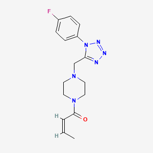 molecular formula C16H19FN6O B2928062 (Z)-1-(4-((1-(4-fluorophenyl)-1H-tetrazol-5-yl)methyl)piperazin-1-yl)but-2-en-1-one CAS No. 1049459-21-3