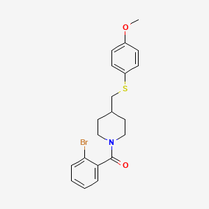 molecular formula C20H22BrNO2S B2928066 (2-溴苯基)(4-(((4-甲氧基苯基)硫代)甲基)哌啶-1-基)甲苯酮 CAS No. 1421476-50-7