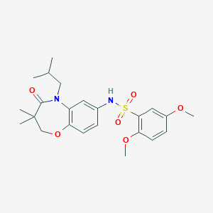 molecular formula C23H30N2O6S B2928075 N-(5-isobutyl-3,3-dimethyl-4-oxo-2,3,4,5-tetrahydrobenzo[b][1,4]oxazepin-7-yl)-2,5-dimethoxybenzenesulfonamide CAS No. 921915-15-3