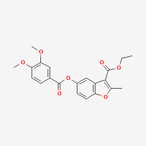 molecular formula C21H20O7 B2928079 Ethyl 5-(3,4-dimethoxybenzoyloxy)-2-methyl-1-benzofuran-3-carboxylate CAS No. 300557-25-9