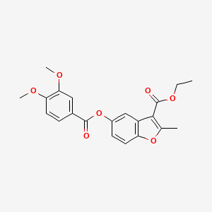 molecular formula C21H20O7 B2928079 3-(乙氧羰基)-2-甲基苯并[b]呋喃-5-基 3,4-二甲氧基苯甲酸酯 CAS No. 300557-25-9