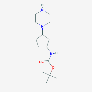 molecular formula C14H27N3O2 B2928090 Tert-butyl N-(3-piperazin-1-ylcyclopentyl)carbamate CAS No. 1784620-11-6