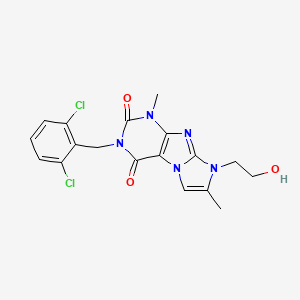molecular formula C18H17Cl2N5O3 B2928139 3-(2,6-dichlorobenzyl)-8-(2-hydroxyethyl)-1,7-dimethyl-1H-imidazo[2,1-f]purine-2,4(3H,8H)-dione CAS No. 919041-26-2