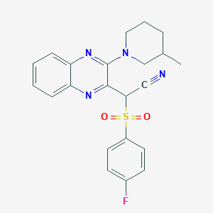 2-(4-Fluorobenzenesulfonyl)-2-[3-(3-methylpiperidin-1-yl)quinoxalin-2-yl]acetonitrile