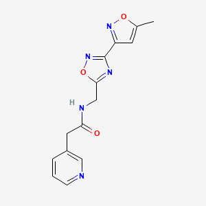 molecular formula C14H13N5O3 B2928143 N-((3-(5-methylisoxazol-3-yl)-1,2,4-oxadiazol-5-yl)methyl)-2-(pyridin-3-yl)acetamide CAS No. 1903607-30-6