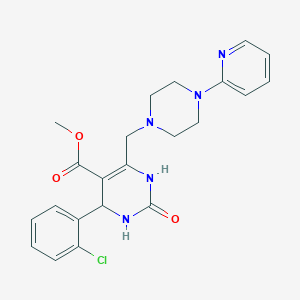molecular formula C22H24ClN5O3 B2928144 Methyl 4-(2-chlorophenyl)-2-oxo-6-{[4-(pyridin-2-yl)piperazin-1-yl]methyl}-1,2,3,4-tetrahydropyrimidine-5-carboxylate CAS No. 1252816-37-7
