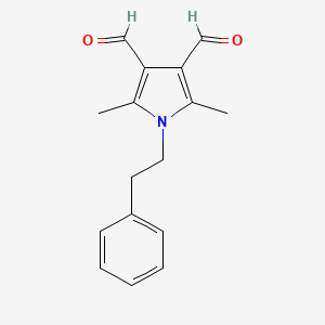 molecular formula C16H17NO2 B2928146 2,5-dimethyl-1-(2-phenylethyl)-1H-pyrrole-3,4-dicarbaldehyde CAS No. 902158-25-2