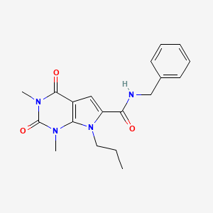 molecular formula C19H22N4O3 B2928148 N-benzyl-1,3-dimethyl-2,4-dioxo-7-propyl-2,3,4,7-tetrahydro-1H-pyrrolo[2,3-d]pyrimidine-6-carboxamide CAS No. 1021092-51-2
