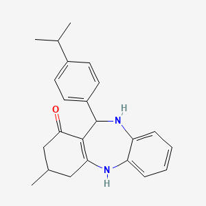 molecular formula C23H26N2O B2928151 9-Methyl-6-(4-propan-2-ylphenyl)-5,6,8,9,10,11-hexahydrobenzo[b][1,4]benzodiazepin-7-one CAS No. 946386-65-8